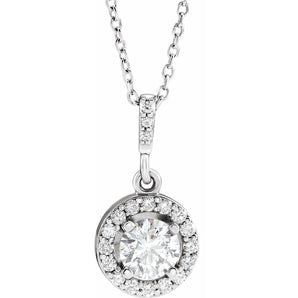 1 1/5 ct tw Halo Lab Grown Diamond Necklace in 14K White Gold (18...