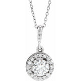 1 1/5 ct tw Halo Lab Grown Diamond Necklace in 14K White Gold (18...