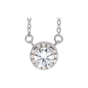 3 ct tw Halo Lab Grown Diamond Necklace in 14K White Gold (18")...