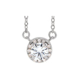 3 ct tw Halo Lab Grown Diamond Necklace in 14K White Gold (18")...