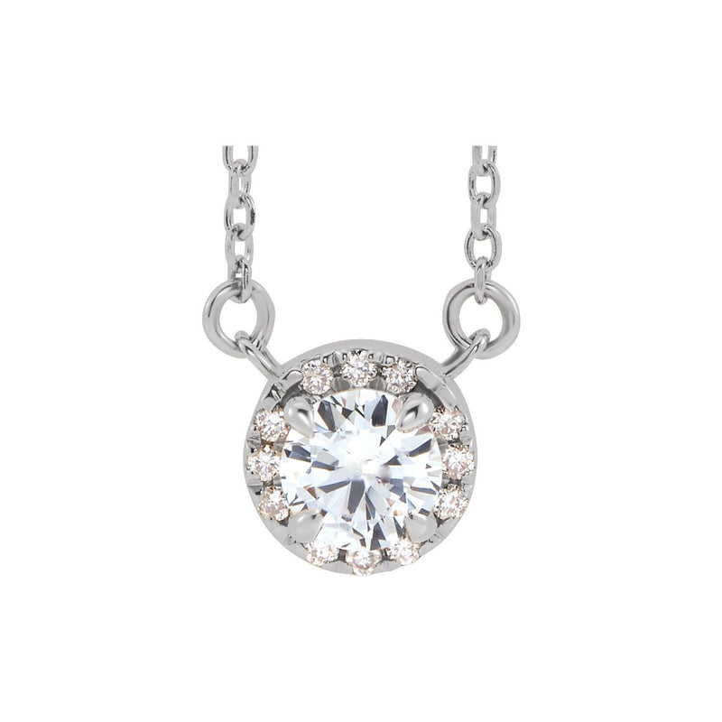 3 ct tw Halo Lab Grown Diamond Necklace in 14K White Gold (18")...