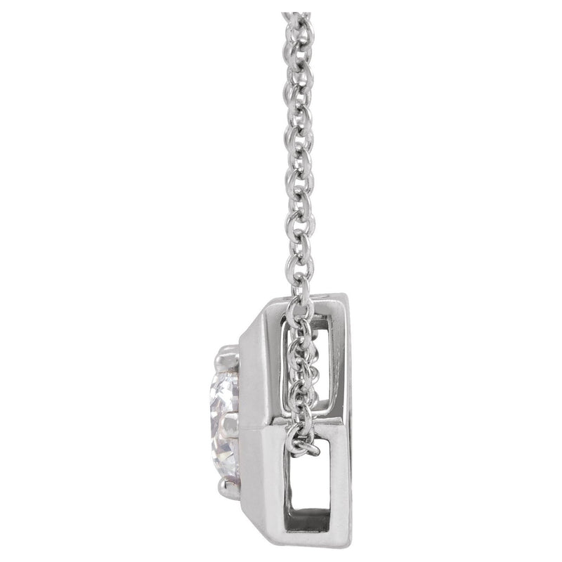 Solitaire Lab Grown Diamond Necklace in 14K White Gold (18")... - view 2