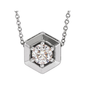 Solitaire Lab Grown Diamond Necklace in 14K White Gold (18")...