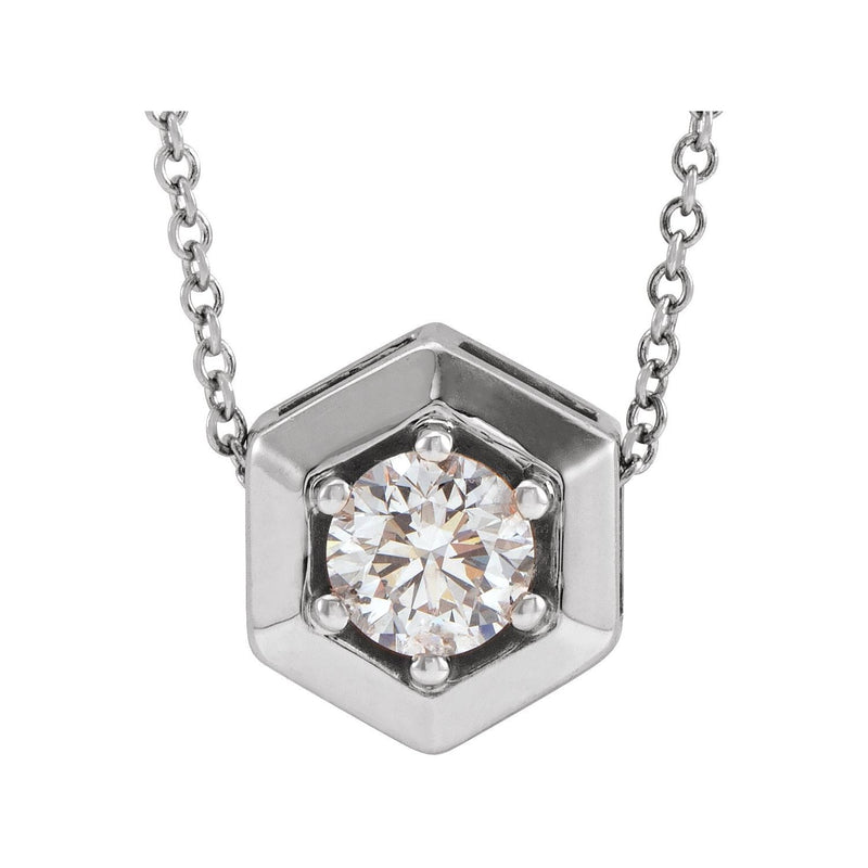 Solitaire Lab Grown Diamond Necklace in 14K White Gold (18")...
