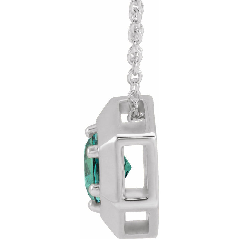 Solitaire Lab Grown Diamond Necklace in 14K White Gold (18")... - view 2