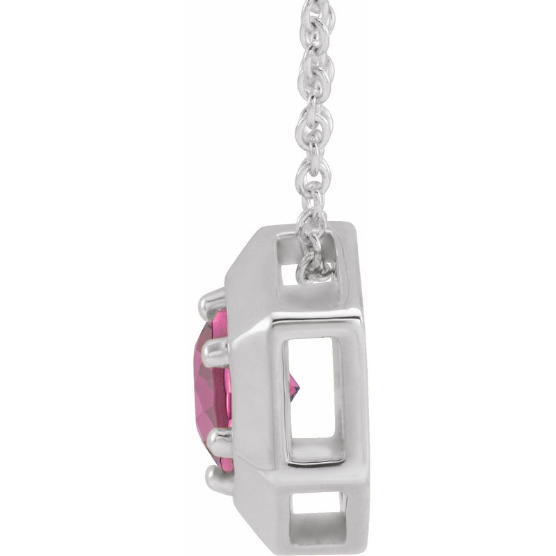 Solitaire Lab Grown Diamond Necklace in 14K White Gold (18")... - view 2