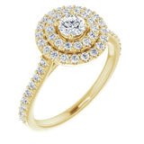 The Suri — Round Double Halo Engagement Ring — Yellow Gold