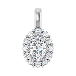 1 1/8 ct Oval Lab Grown Diamond Halo Pendant in 14K White Gold...