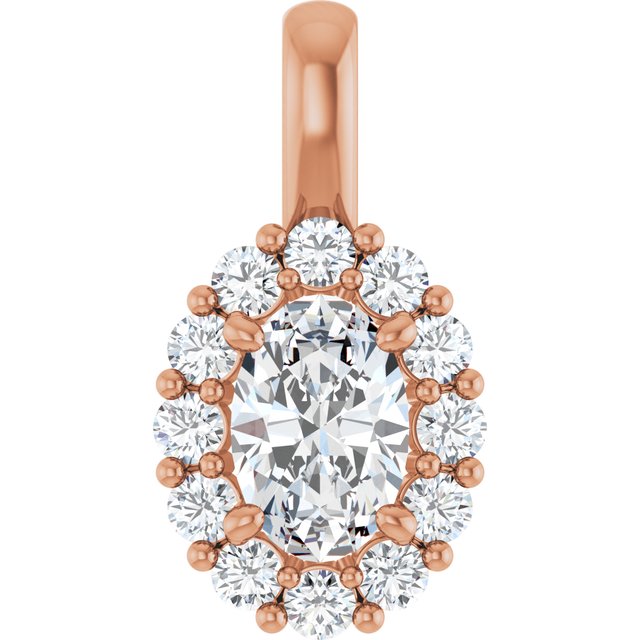 The Halia — Oval Halo Pendant - Rose