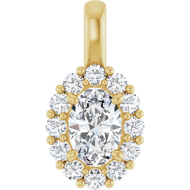 The Halia — Oval Halo Pendant - Yellow