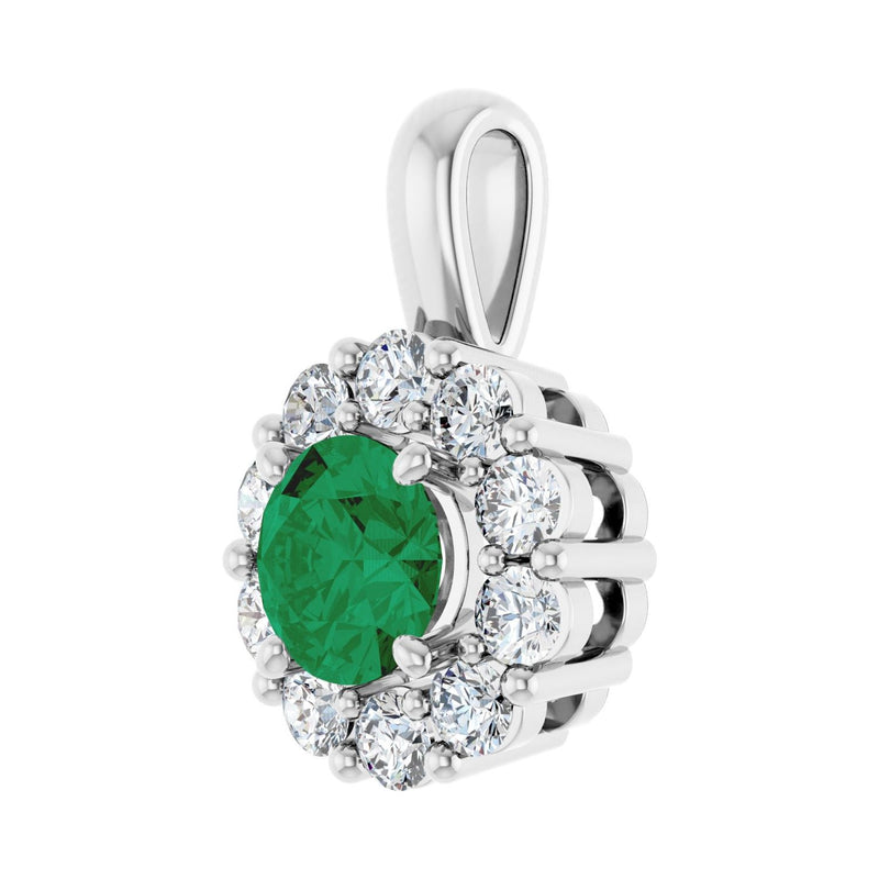 1 ct Round Lab Grown Diamond Halo Pendant in 14K White Gold... - view 2