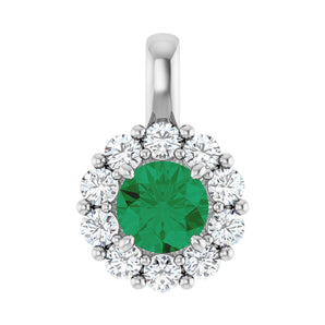 1 ct Round Lab Grown Diamond Halo Pendant in 14K White Gold...