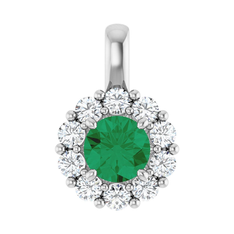1 ct Round Lab Grown Diamond Halo Pendant in 14K White Gold...