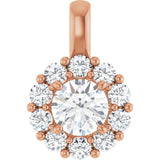 The Florine — Round Halo Pendant - Rose
