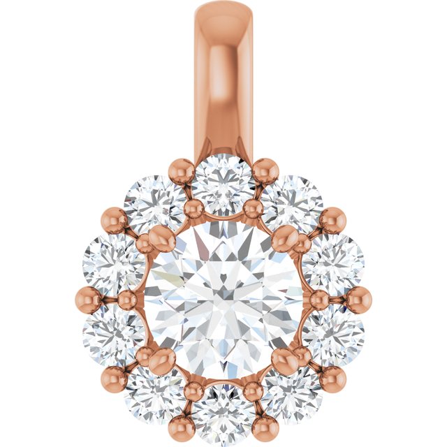 The Florine — Round Halo Pendant - Rose