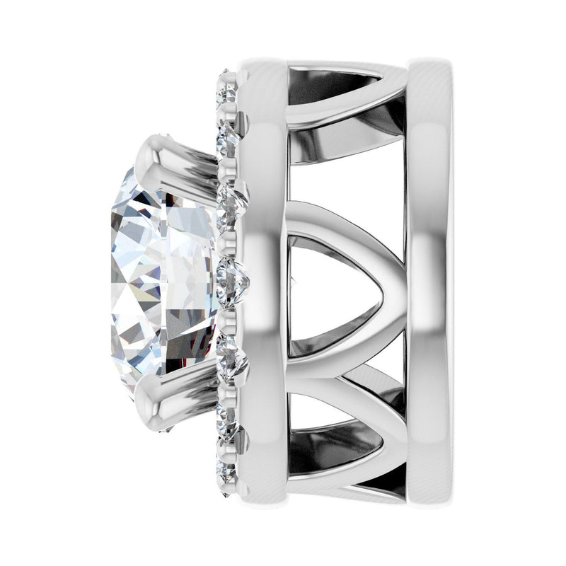 8 ct Round Lab Grown Diamond Halo Pendant in 14K White Gold... - view 3