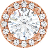 The Petra — Round Halo Pendant - Rose