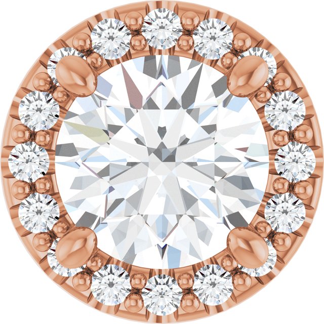 The Petra — Round Halo Pendant - Rose