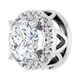 8 ct Round Lab Grown Diamond Halo Pendant in 14K White Gold... - view 2