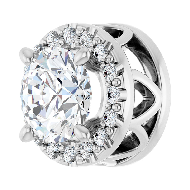8 ct Round Lab Grown Diamond Halo Pendant in 14K White Gold... - view 2
