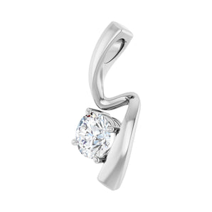 3/4 ct Round Lab Grown Diamond Solitaire Freeform Pendant in 14K ... - view 2