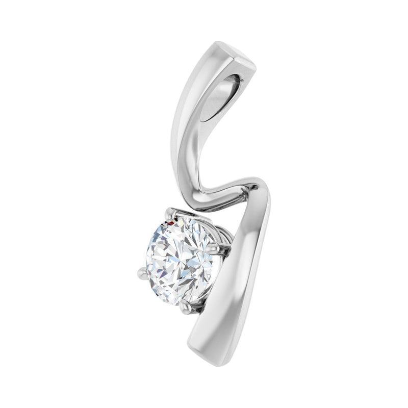 3/4 ct Round Lab Grown Diamond Solitaire Freeform Pendant in 14K ... - view 2