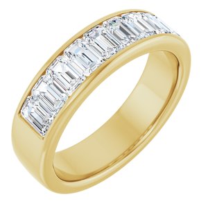 Channel-Set Diamond Wedding Band — 5 X 3 mm Emerald (123133) — 14K Yellow Gold