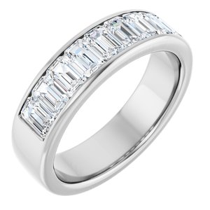 Channel-Set Diamond Wedding Band — 5 X 3 mm Emerald (123133)