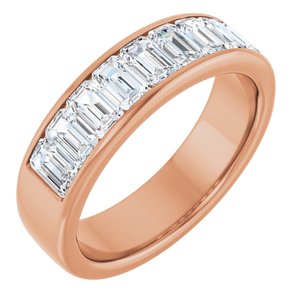 Channel-Set Diamond Wedding Band — 5 X 3 mm Emerald (123133) — 14K Rose Gold