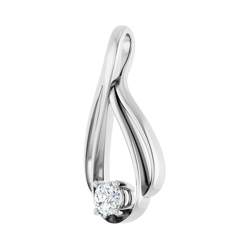 1/4 ct Round Lab Grown Diamond Solitaire Pendant in 14K White Gol... - view 2