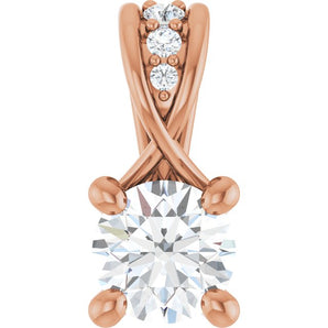 The Liesel — Round Accented Pendant - Rose