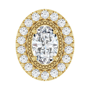 5/8 ct Oval Lab Grown Diamond Halo Pendant in 14K White Gold