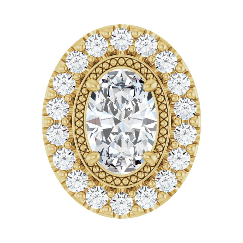 5/8 ct Oval Lab Grown Diamond Halo Pendant in 14K White Gold