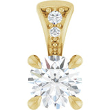The Blodwyn — Round Claw-Prong Accented Pendant - Yellow