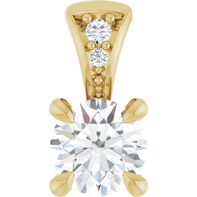 The Blodwyn — Round Claw-Prong Accented Pendant - Yellow