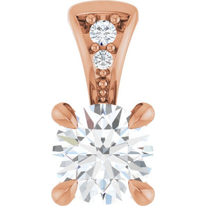 The Blodwyn — Round Claw-Prong Accented Pendant - Rose