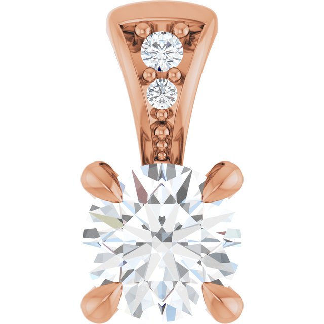 The Blodwyn — Round Claw-Prong Accented Pendant - Rose