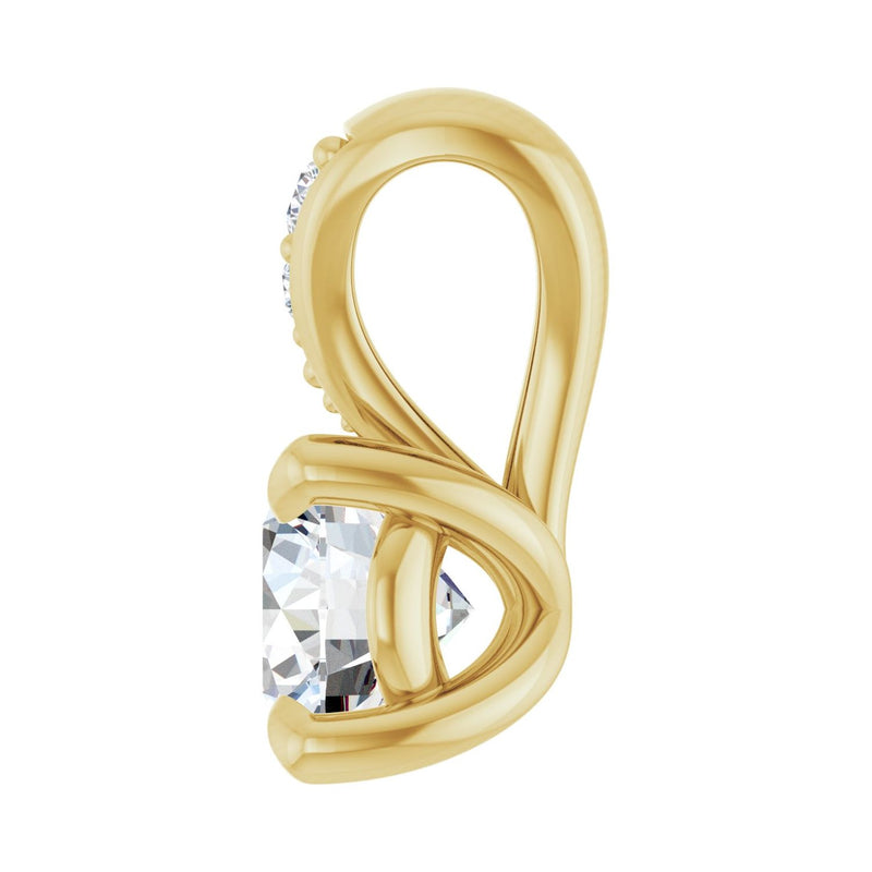 Round Lab Grown Diamond Claw-Prong Accented Pendant in 14K White ... - view 3