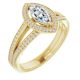 The Opal — Round Halo Engagement Ring — Yellow Gold