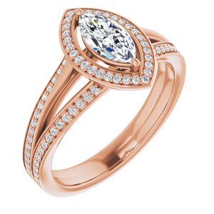 The Opal — Round Halo Engagement Ring — Rose Gold