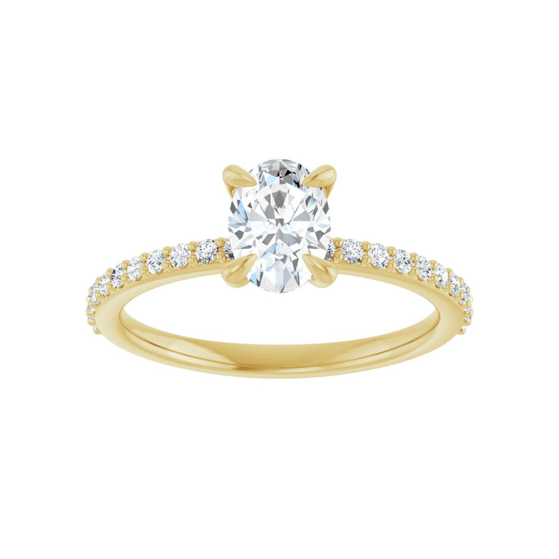 1 1/5 ct Oval Lab Grown Diamond Accented Engagement Ring in 14K W... - view 3