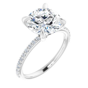 1 1/5 ct Round Lab Grown Diamond Accented Engagement Ring in 14K ...