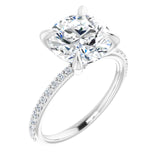 1 1/5 ct Round Lab Grown Diamond Accented Engagement Ring in 14K ...