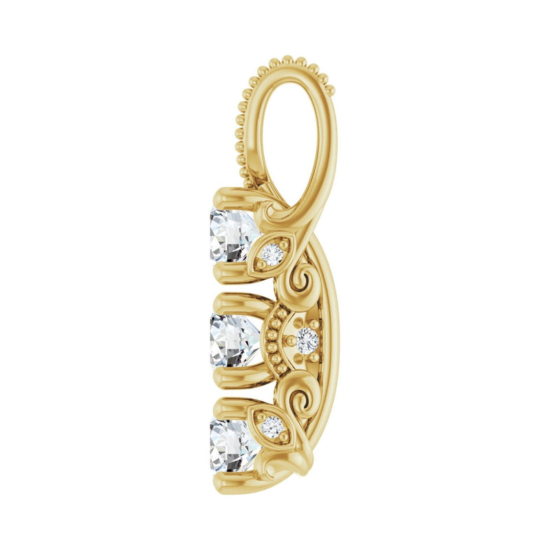 5/8 ct Round Lab Grown Diamond Three-Stone Pendant in 14K White G... - view 3