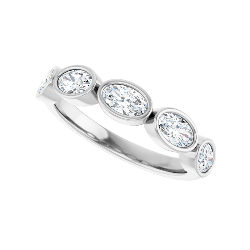 1 ct tw Bezel Lab Grown Anniversary Band in 14K White Gold... - view 5