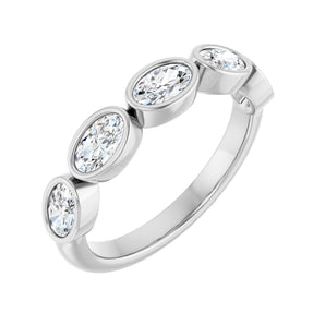 1 ct tw Bezel Lab Grown Anniversary Band in 14K White Gold...
