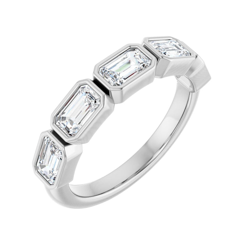 1 1/2 ct tw Bezel Lab Grown Anniversary Band in 14K White Gold...