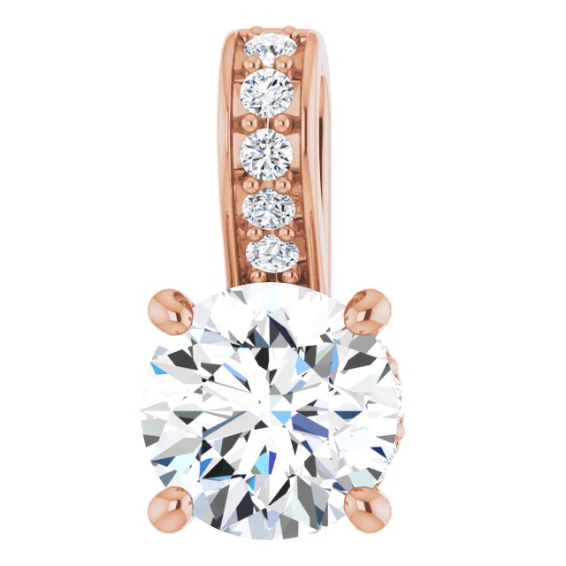 The Selene — Round Hidden Halo Halo Pendant - Rose
