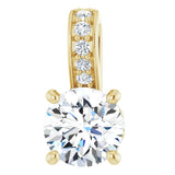 The Selene — Round Hidden Halo Halo Pendant - Yellow