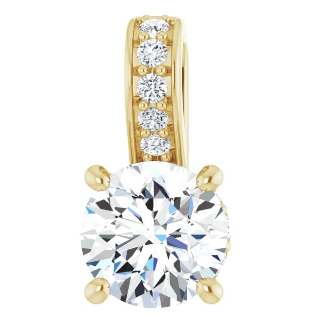 The Selene — Round Hidden Halo Halo Pendant - Yellow